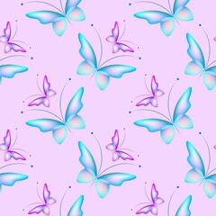 Cheerful pattern with colorful butterflies. Regular seamless pattern.Seamless pattern, funny background.