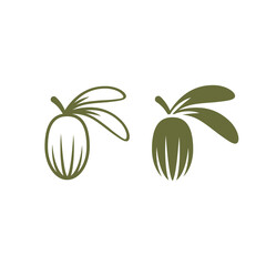 Shea nut green icon. vitellaria beauty and cosmetics oil.