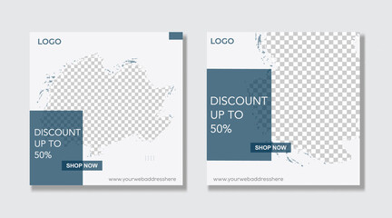 Travel and vacation square social media banner post template. Editable Modern Template. Discount Promo Template.