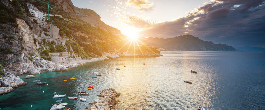 The shore of Conca dei Marini, Amalfi Coast, Italy