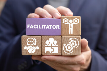 Business concept of facilitator. Facilitating deal. Facilitation a partnership.