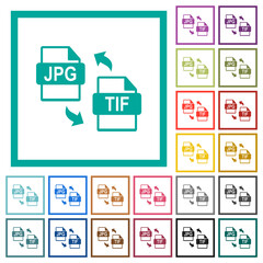 JPG TIF file conversion flat color icons with quadrant frames