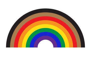 Rainbow icon with new pride flag LGBTQ. Redesign including Black and Brown stripes. Flat vector illustration