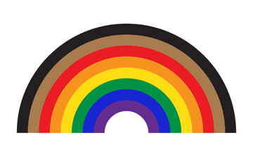 Fototapeta premium Rainbow icon with new pride flag LGBTQ. Redesign including Black and Brown stripes. Flat vector illustration