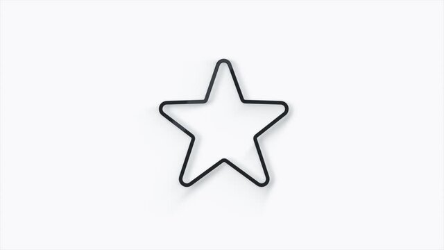 3d Animated star icon isolated on white background. Rating symbol. 4k