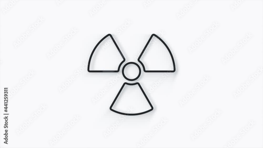 Poster 3d Radioactive symbol video animation. Seamless loop.