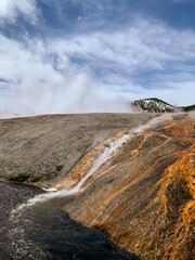 Waterfall from Excelsior Geyser to Firehole River