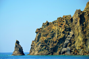rocky coast in sunny weather