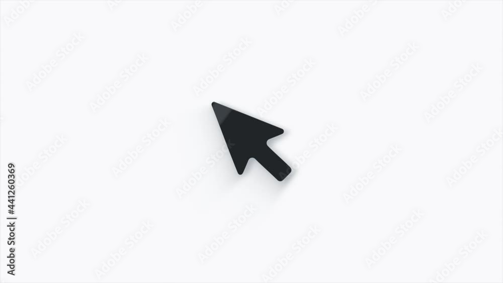Poster Animated symbol of arrow cursor. Mouse click symbol with spark. Technology and Internet 3d icons animation.