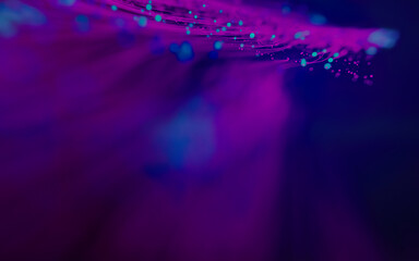 Abstract background with the movement of luminous particles. Digital technology connection concept.
