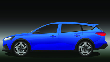 blue car on black