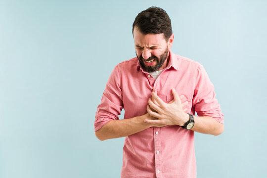 Sick man suffering from coronary issues