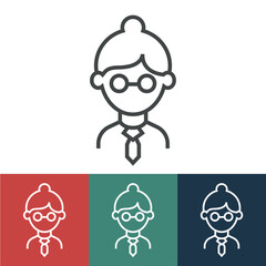 Line icon girl with tie