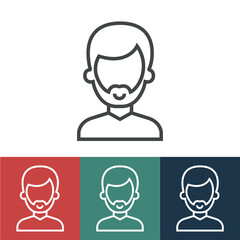 Line icon man with beard