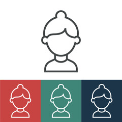 Linear vector icon with hair in bun