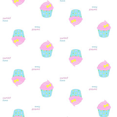 Fototapeta premium A seamless pattern. Cupcakes. Vector illustration. 