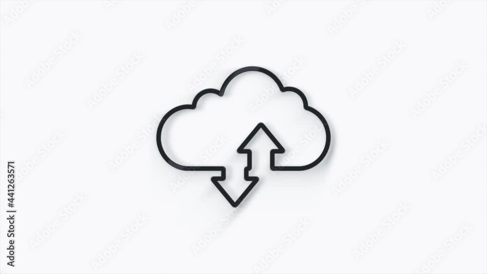 Poster cloud download and upload 3d icon isolated on white background. 4k