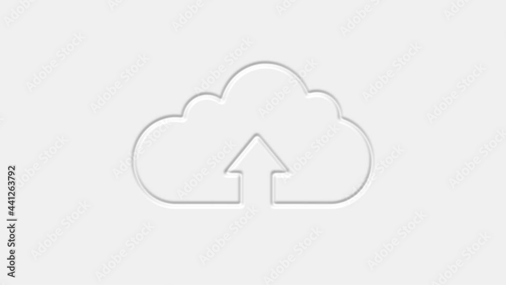 Poster cloud upload line icon on white background. 4k