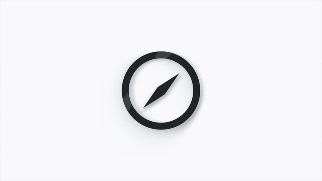 Compass 3d icon isolated on white background. Windrose navigation symbol. Wind rose sign. 4K