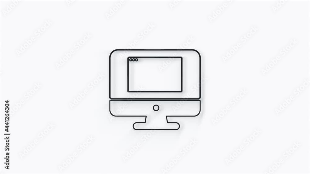 Poster Computer screen with browser window 3d icon animation isolated on white background.