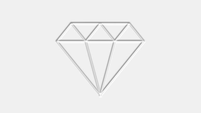 Diamond neomorphism icon isolated on white background. Jewelry symbol. Gem stone. 4K