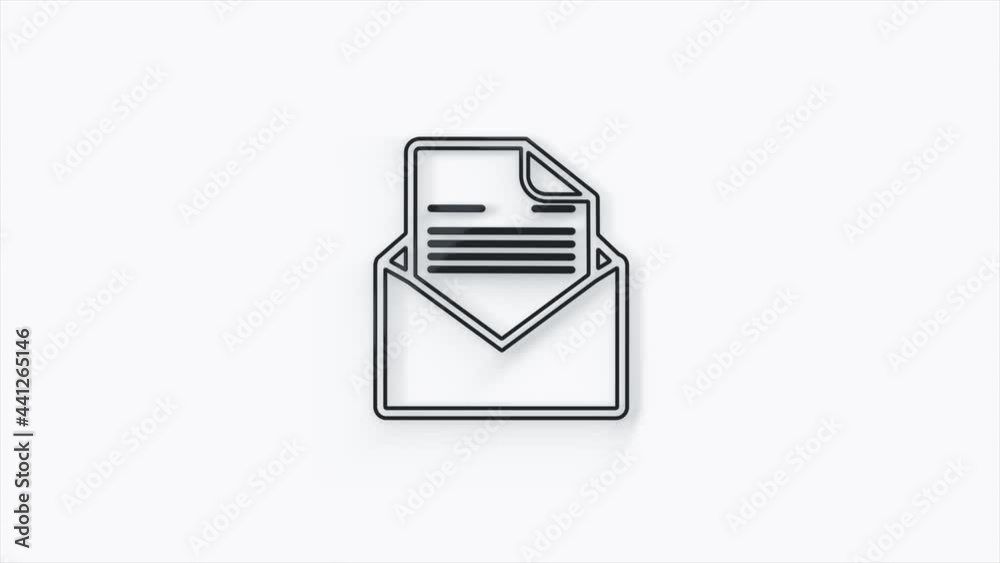 Poster email 3d icon. open envelope with letter isolated on white background. 4k