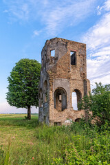 Mali Idjos, Serbia - June 06, 2021: The abandoned summer house in Mali Idjos was built by Pece Petar and his brother Ernest at the beginning of the 20th century in 1923.