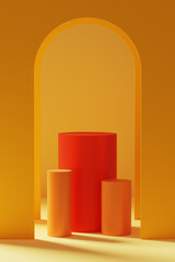 Empty podium and an arch. 3D Illustration