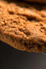oatmeal cookies close-up on a dark background