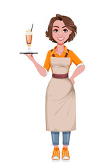 Female barista. Coffee business concept