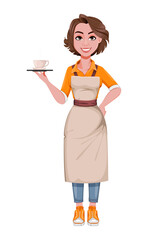 Female barista serving coffee - 441265933