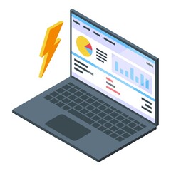 Business laptop icon isometric vector. Mobile pc market analytic. Graphic digital data