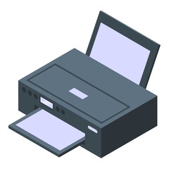 Home printer icon isometric vector. Computer paper printer. Office graphic scanner