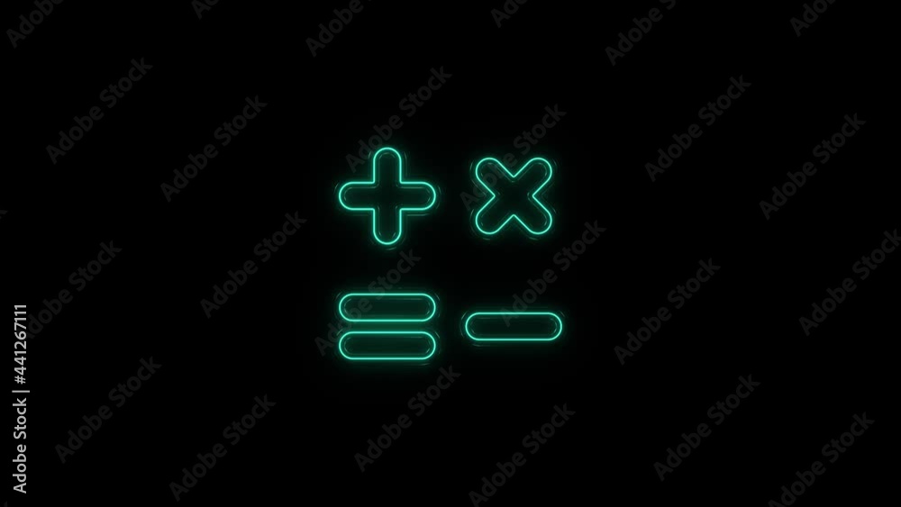 Aufkleber glowing neon line calculator icon isolated on black background. accounting symbol. business calculat