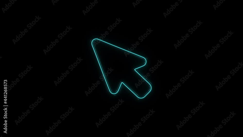 Poster Glowing neon line cursor icon animation with black background. Icon design. Video Animation.