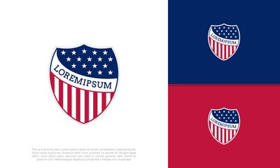 Modern American USA shield emblem icon logo symbol. Political Logo Design.	
