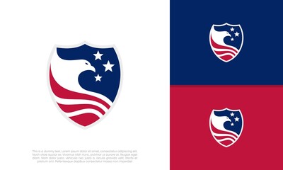 Modern American USA shield emblem icon logo symbol. Political Logo Design.	
