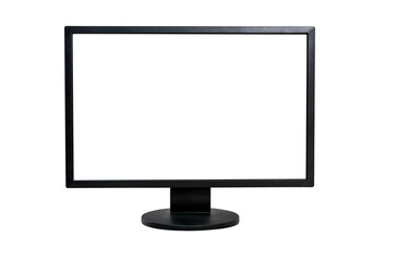 Computer monitor on a white background, blank whitescreen