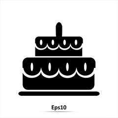 Birthday cake icon. Vector illustration