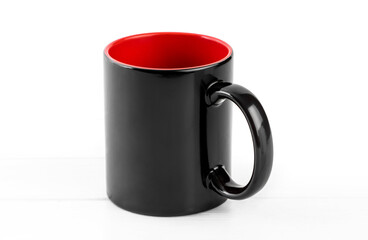 Blank black cup with red isolated on white background