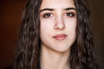 Portrait of a beautiful teen brunette girl