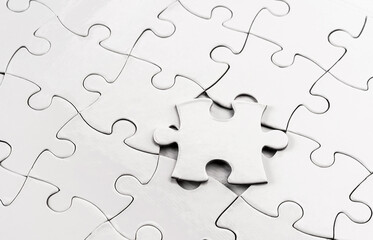 Close up view of empty jigsaw puzzle