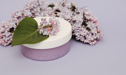  scrub for body with lilac on light background
