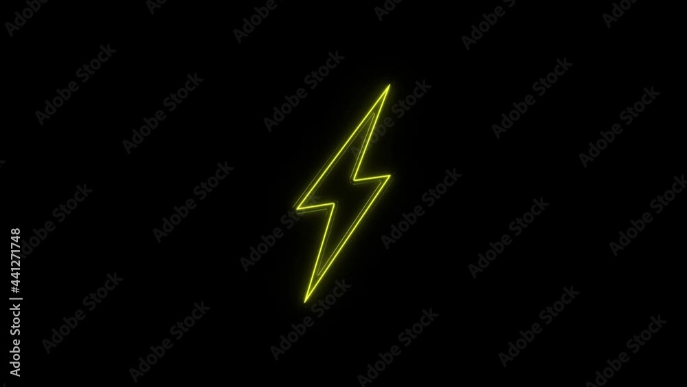 Poster glowing neon line lightning bolt icon isolated on black background. flash sign. charge flash icon. t