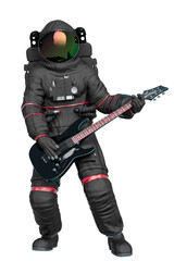 astronaut playing guitar full body