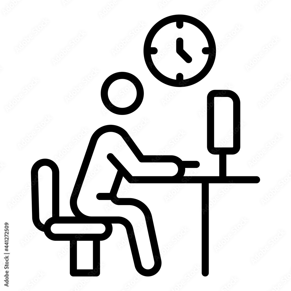 Poster late work computer icon. outline late work computer vector icon for web design isolated on white bac