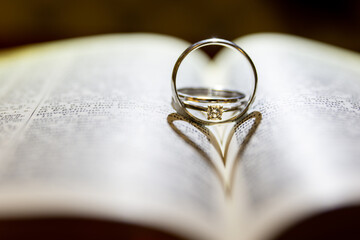 wedding rings making a heart
