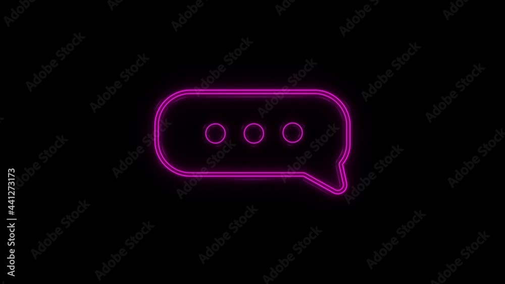 Poster glowing neon line speech bubble chat icon isolated on black background. message icon. communication 