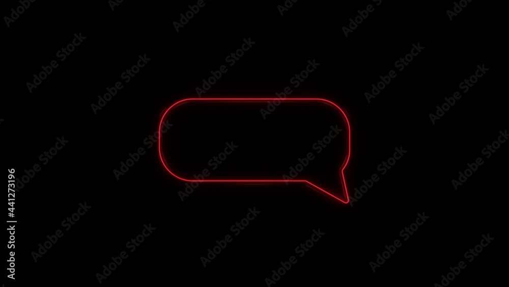 Poster Glowing neon line Speech bubble chat icon isolated on black background. Message icon. Communication or comment chat symbol. 4K
