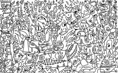 Obraz premium Black and white pattern on white background, abstract design
